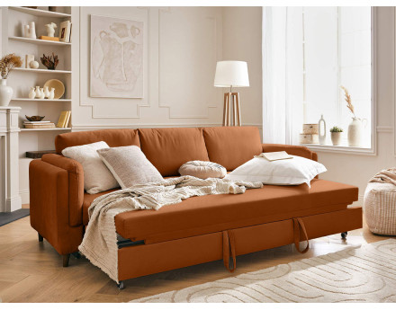 Canapé 3 places convertible en velours Brooke