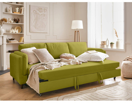 Canapé 3 places convertible en velours Brooke