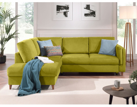 Canapé d'angle gauche convertible 5 places en velours Brooke