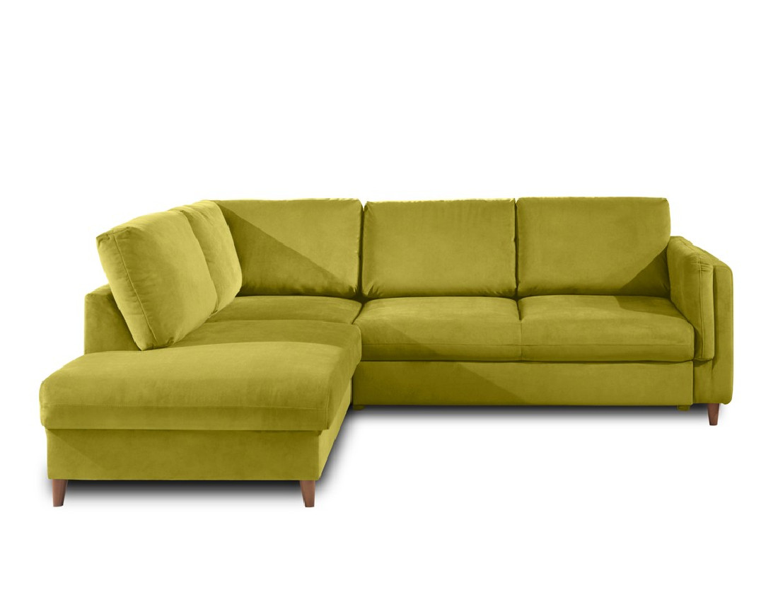 Canapé d'angle gauche convertible 5 places en velours Brooke