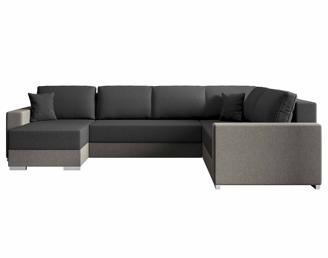 Canapé panoramique d'angle réversible 7 places convertible avec coffre en tissu Epona