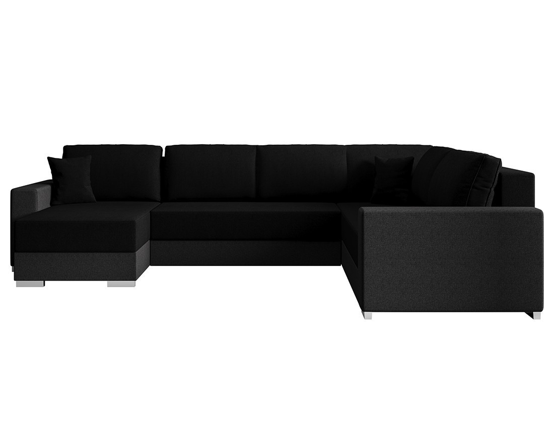 Canapé panoramique d'angle réversible 7 places convertible avec coffre en tissu Epona