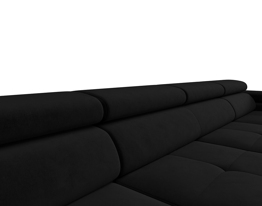 Canapé panoramique en U 7 places convertible avec coffre et têtières réglables en tissu Ayden