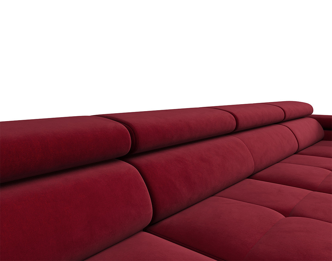 Canapé panoramique en U 7 places convertible avec coffre et têtières réglables en tissu Ayden