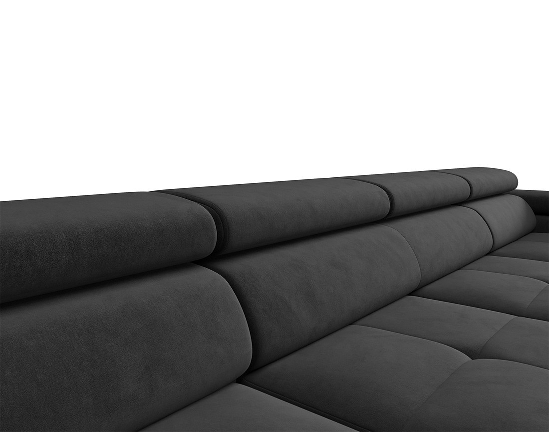 Canapé panoramique en U 7 places convertible avec coffre et têtières réglables en tissu Ayden
