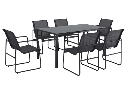 Ensemble table et chaises jardin 6 personnes noir et gris Murillo