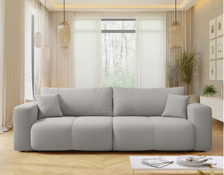 Canapé droit 4 places convertible avec coffre en tissu Nicole