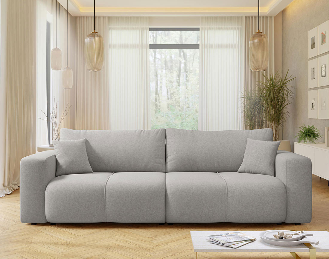 Canapé droit 4 places convertible avec coffre en tissu Nicole