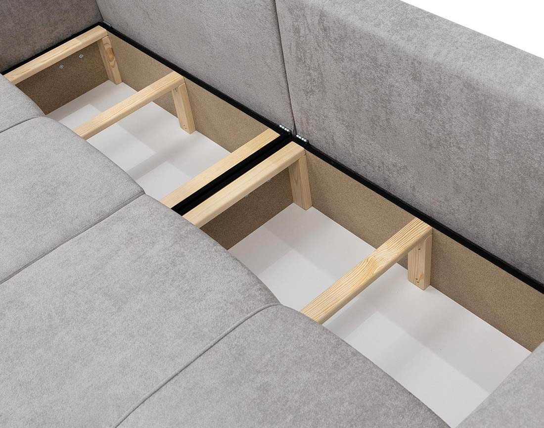 Canapé droit 4 places convertible avec coffre en tissu Nicole