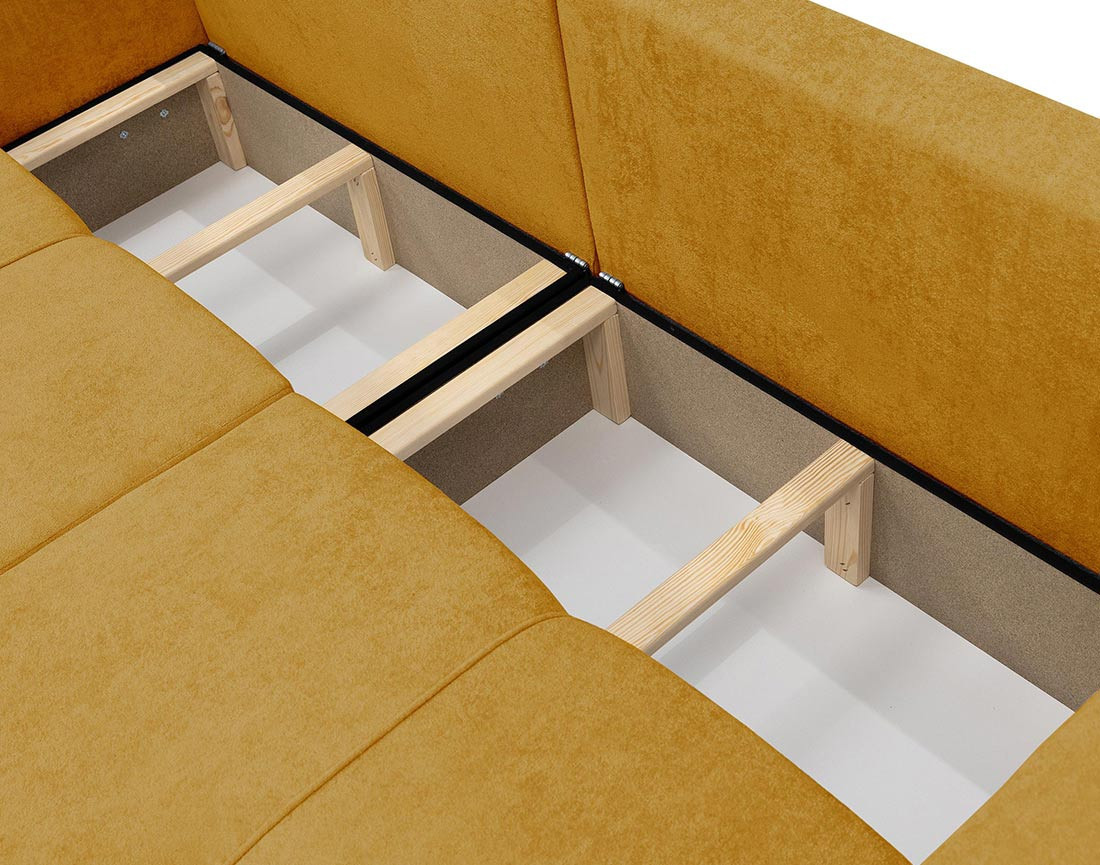 Canapé droit 4 places convertible avec coffre en tissu Nicole