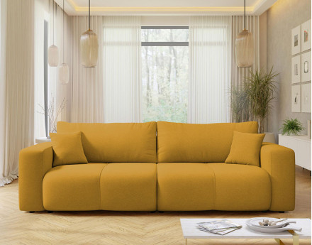 Canapé droit 4 places convertible avec coffre en tissu Nicole