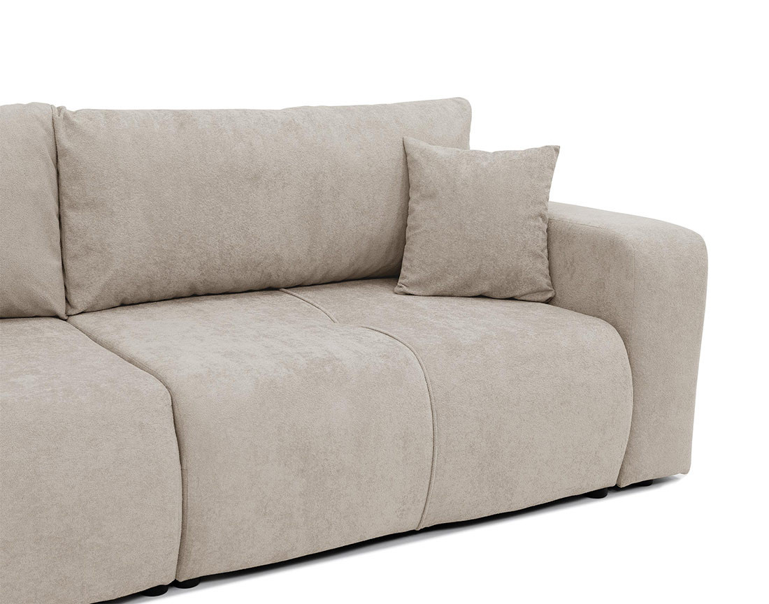 Canapé droit 4 places convertible avec coffre en tissu Nicole