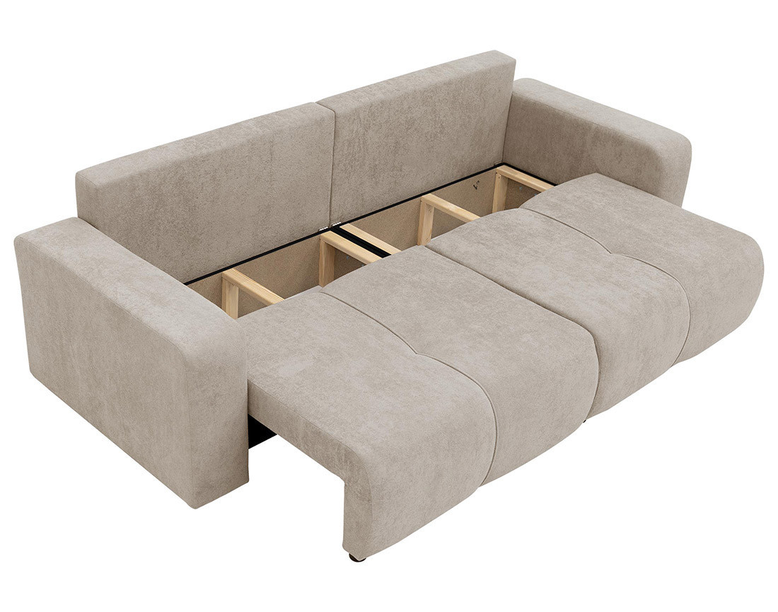 Canapé droit 4 places convertible avec coffre en tissu Nicole