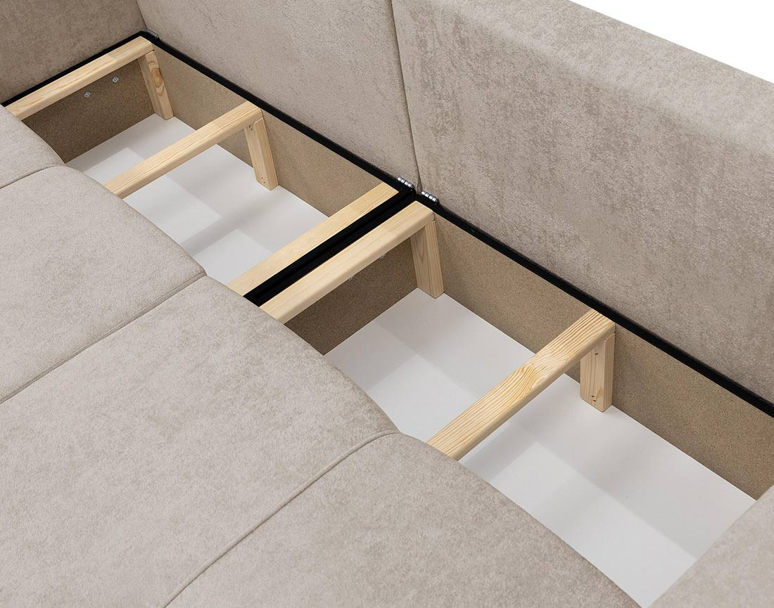 Canapé droit 4 places convertible avec coffre en tissu Nicole