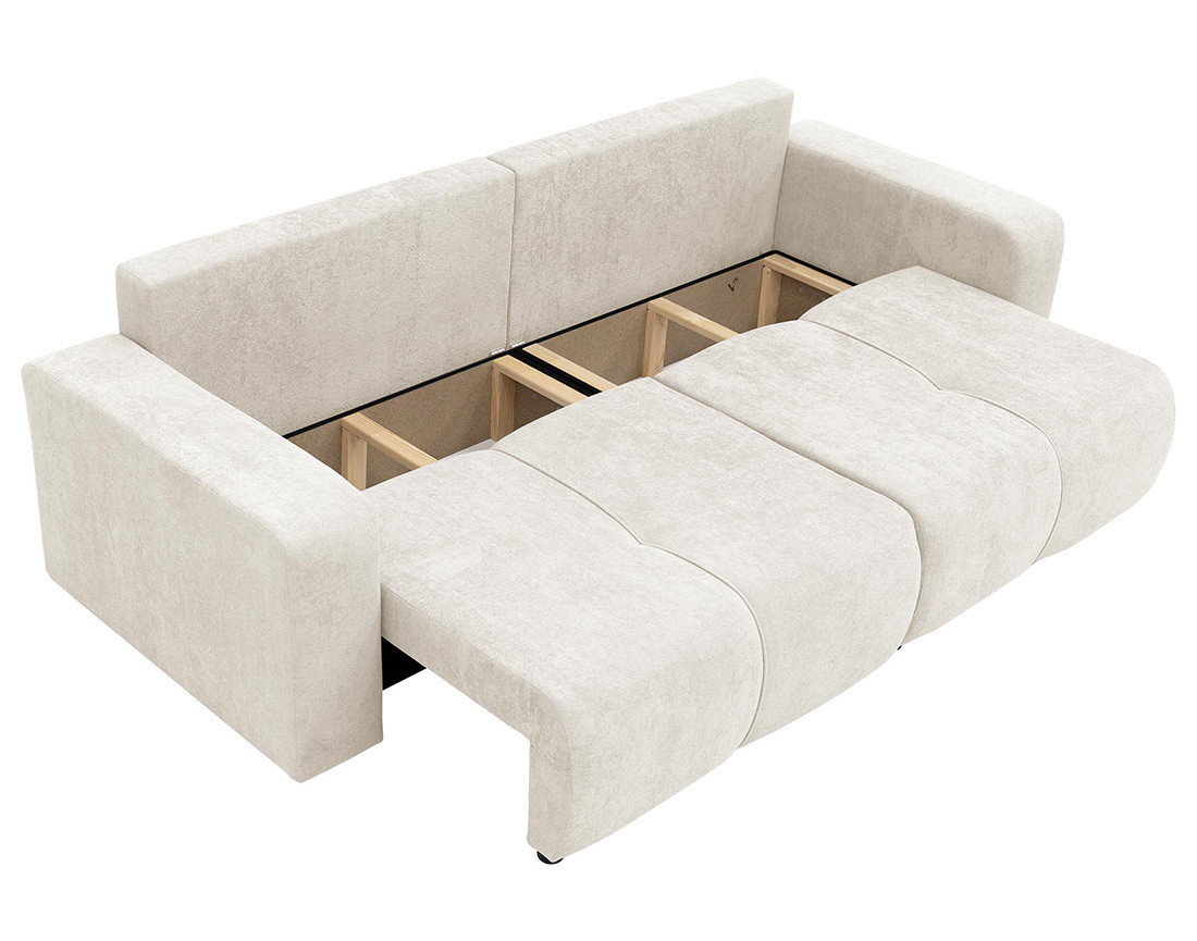 Canapé droit 4 places convertible avec coffre en tissu Nicole