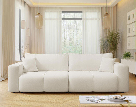 Canapé droit 4 places convertible avec coffre en tissu Nicole