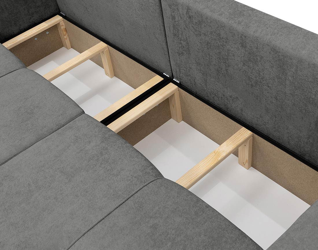 Canapé droit 4 places convertible avec coffre en tissu Nicole