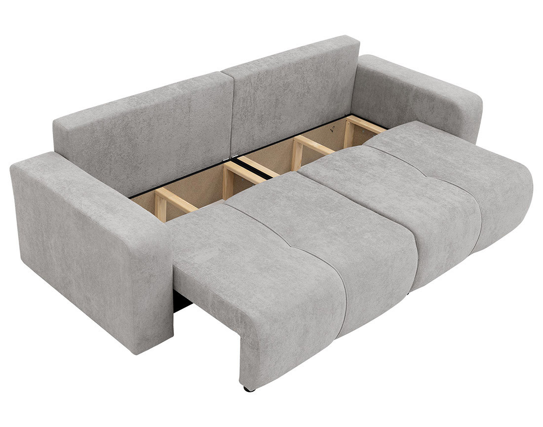 Canapé droit 3 places convertible avec coffre en tissu Nicole