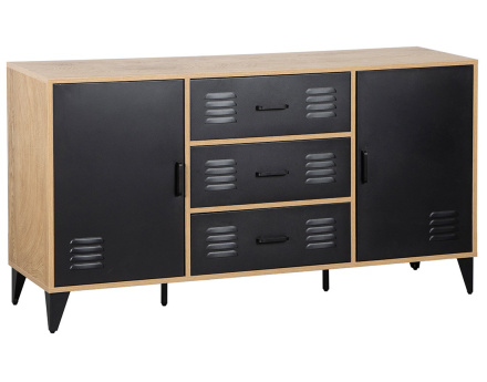 Buffet bas bois et métal noir 140 cm Tribeca