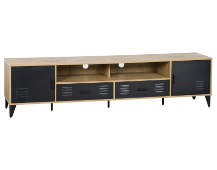 Meuble tv bois et métal noir 200 cm Tribeca