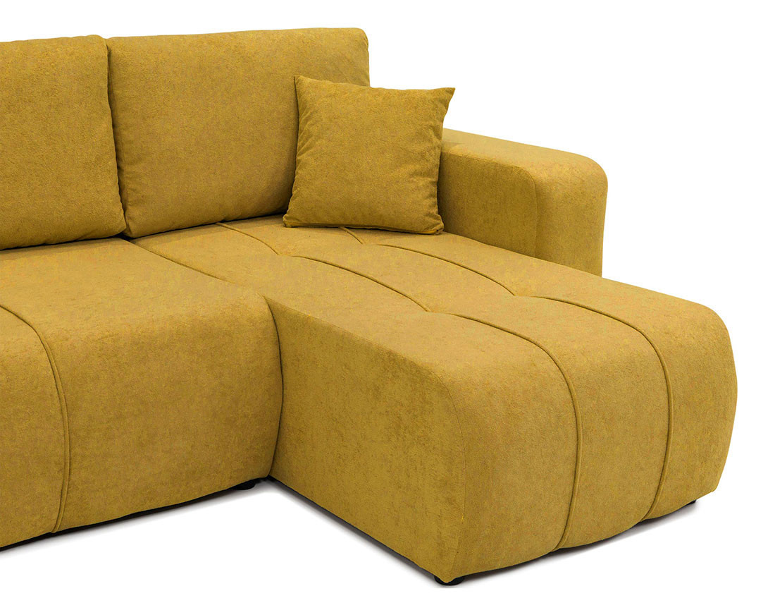 Canapé panoramique en U 7 places convertible avec coffre en tissu Nicole