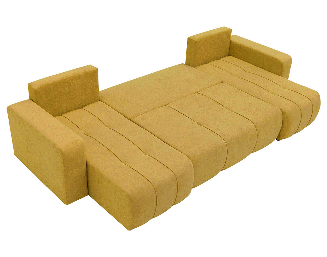 Canapé panoramique en U 7 places convertible avec coffre en tissu Nicole