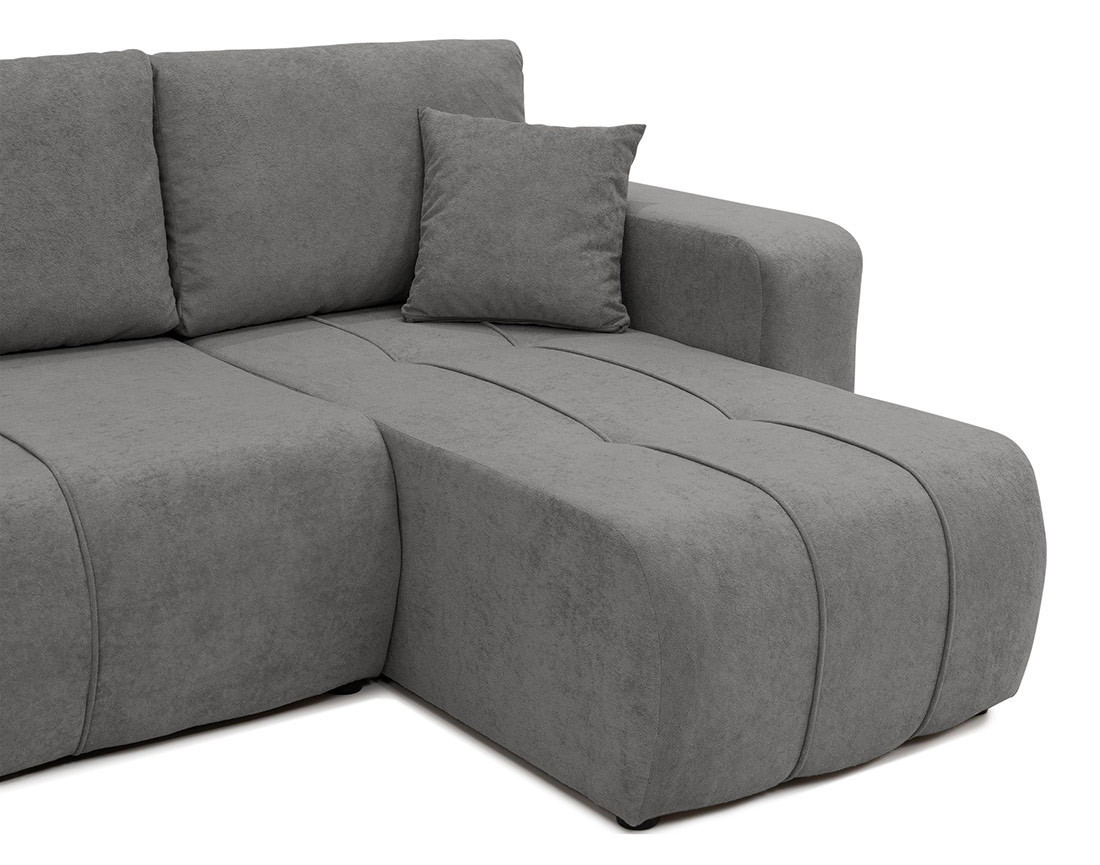 Canapé panoramique en U 7 places convertible avec coffre en tissu Nicole