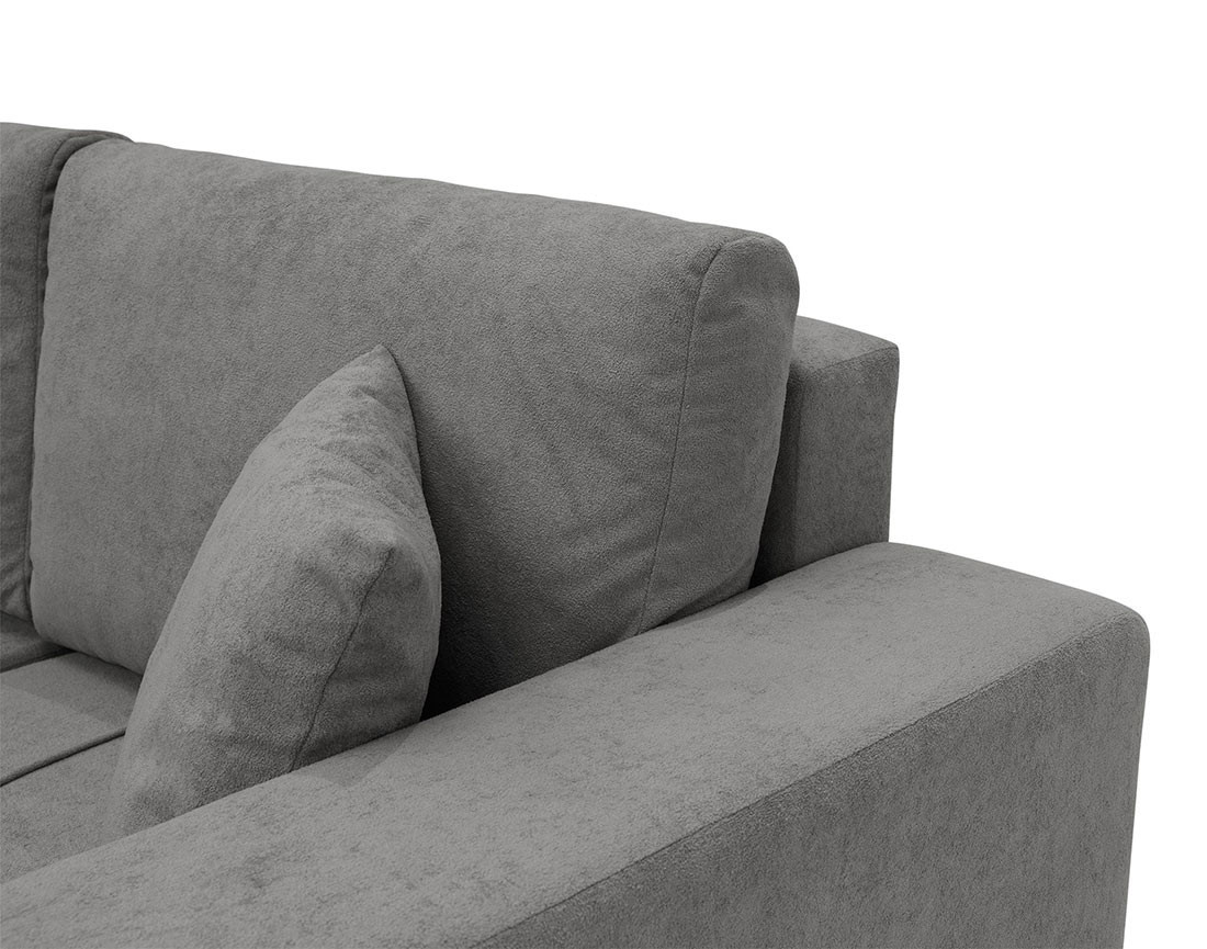 Canapé panoramique en U 7 places convertible avec coffre en tissu Nicole