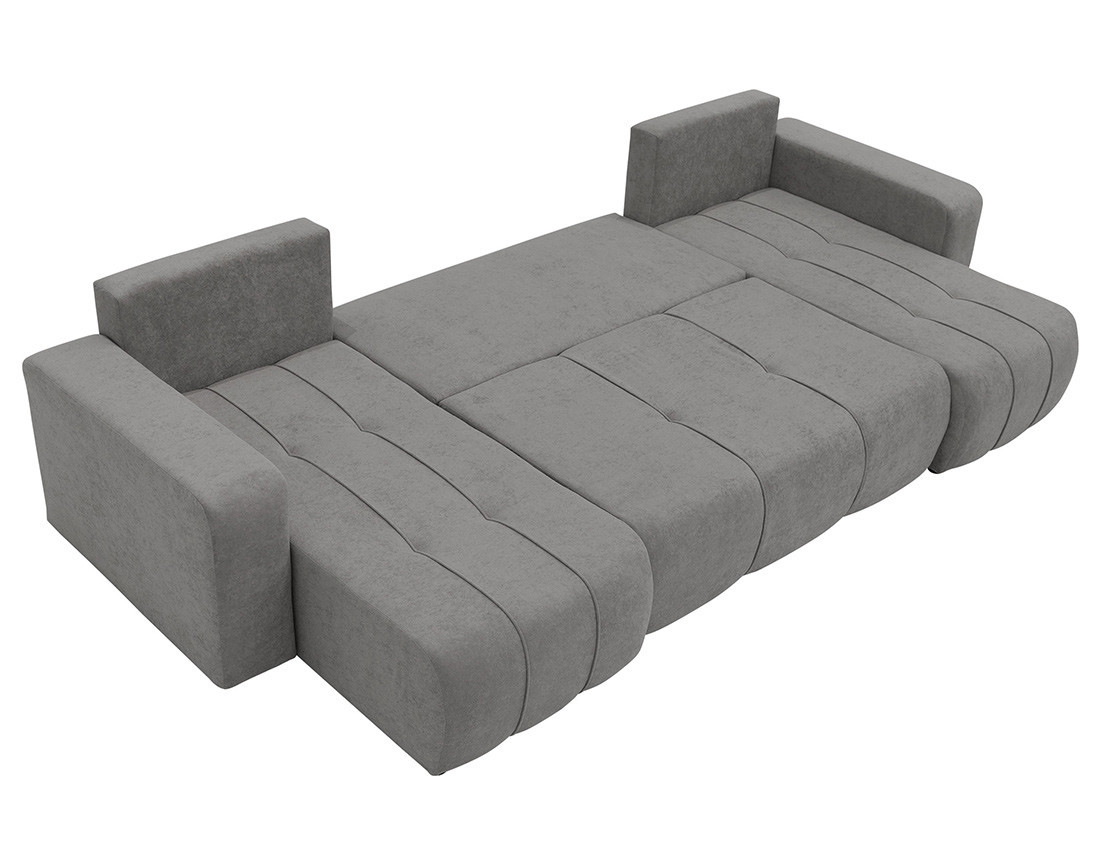 Canapé panoramique en U 7 places convertible avec coffre en tissu Nicole
