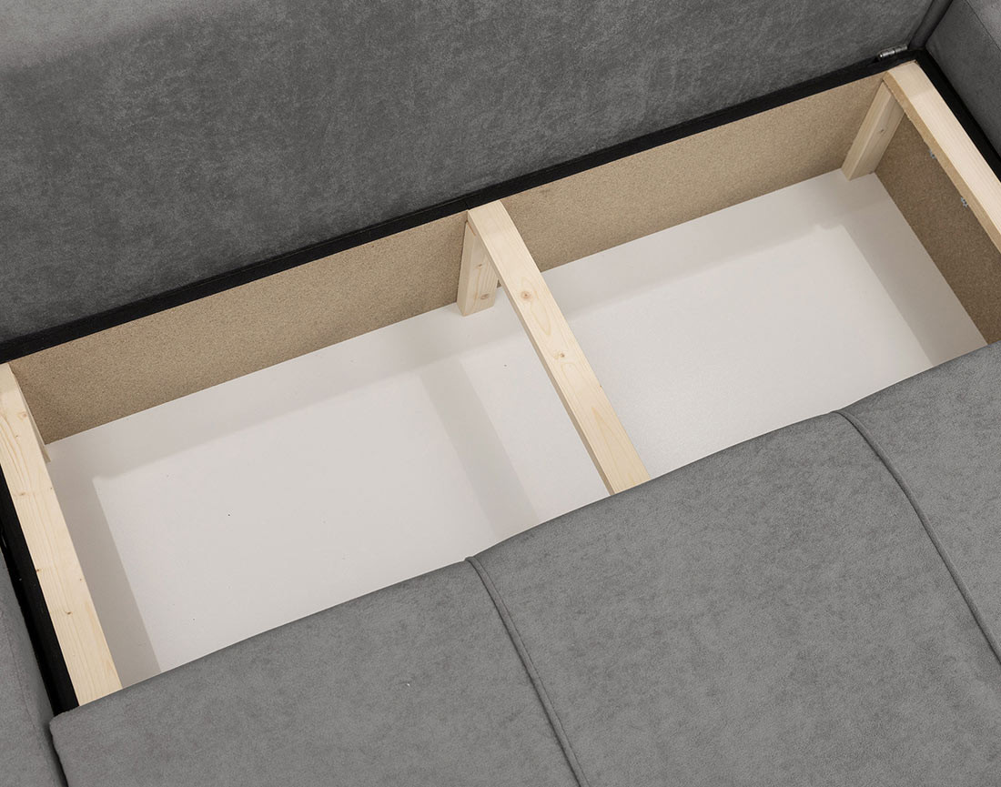 Canapé panoramique en U 7 places convertible avec coffre en tissu Nicole