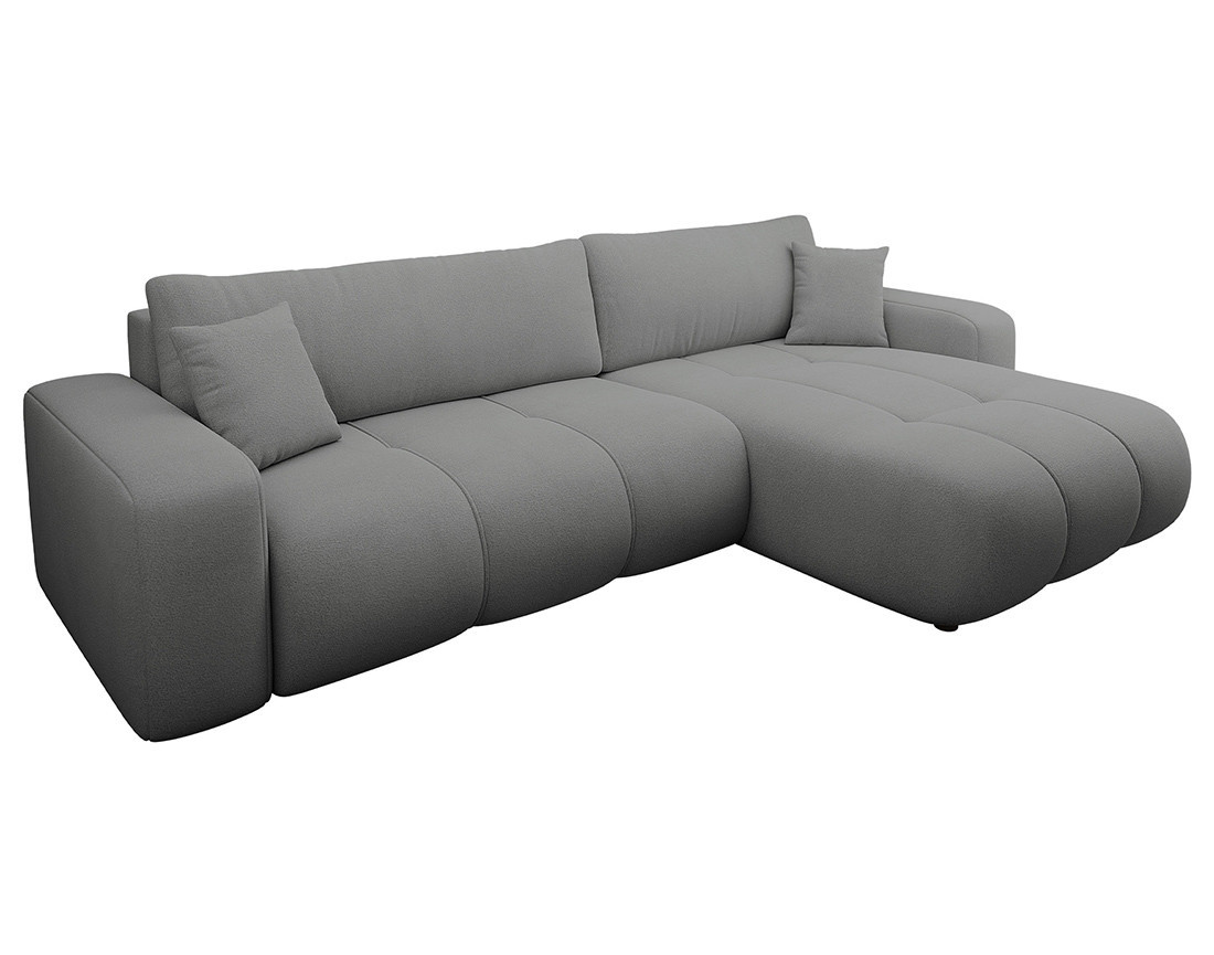 Canapé d'angle réversible 5 places convertible avec coffre en tissu Nicole