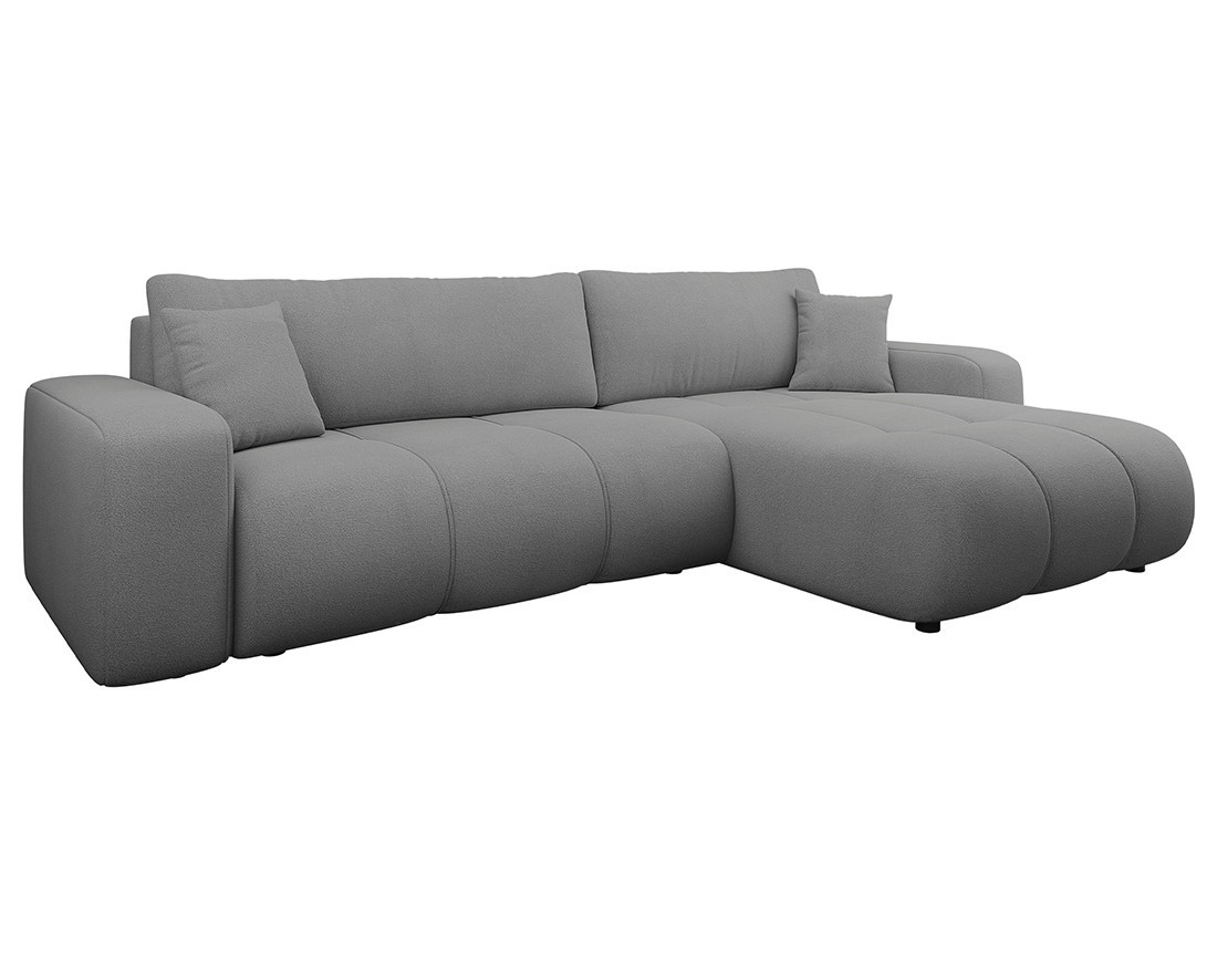 Canapé d'angle réversible 5 places convertible avec coffre en tissu Nicole