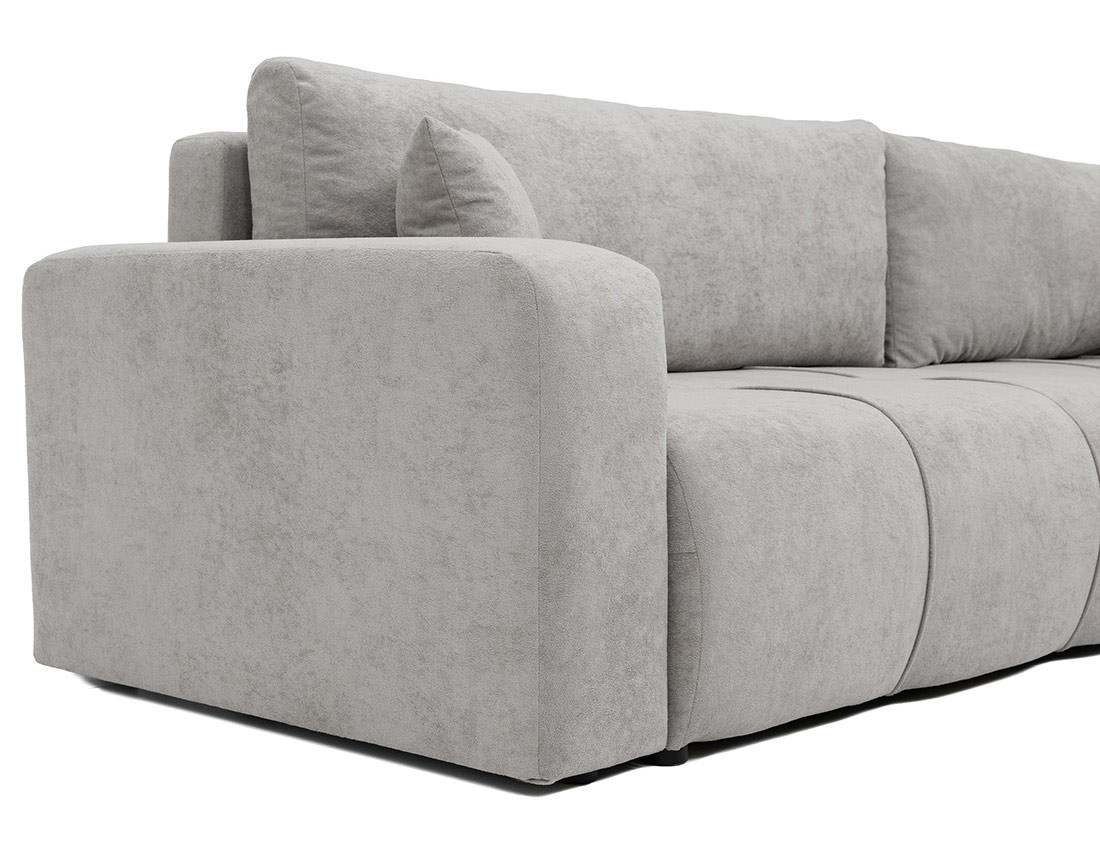 Canapé d'angle réversible 5 places convertible avec coffre en tissu Nicole