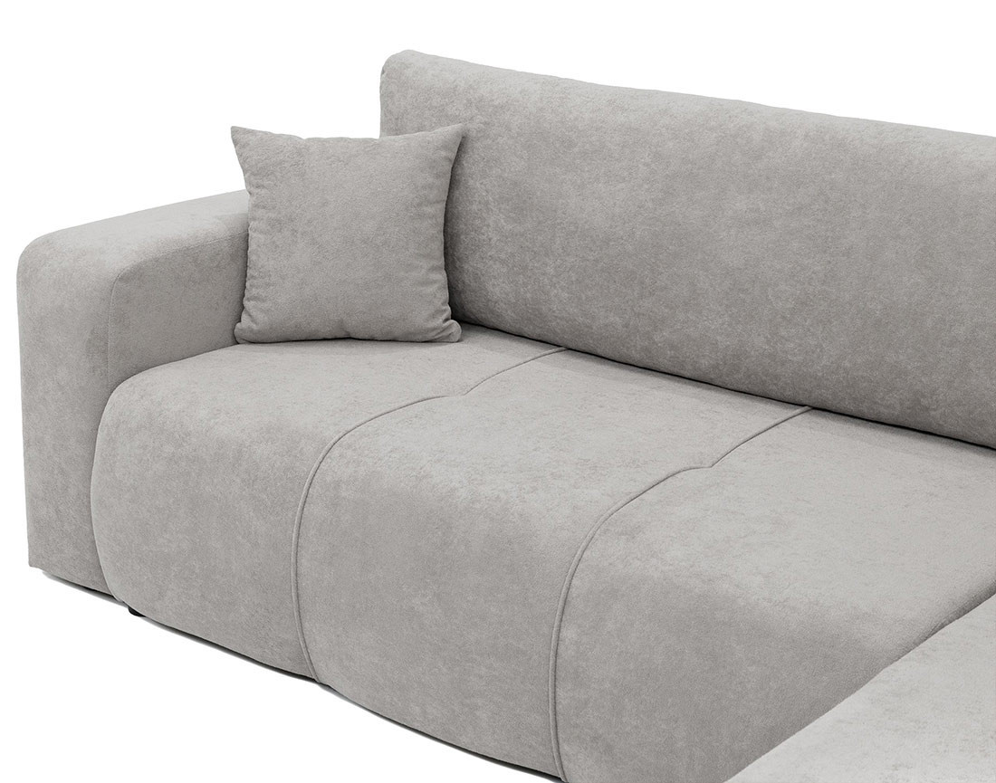 Canapé d'angle réversible 5 places convertible avec coffre en tissu Nicole