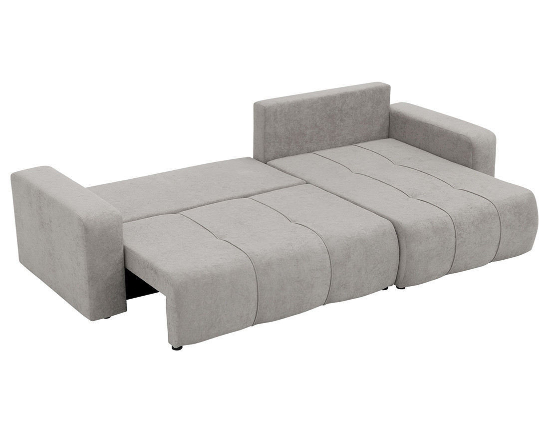 Canapé d'angle réversible 5 places convertible avec coffre en tissu Nicole