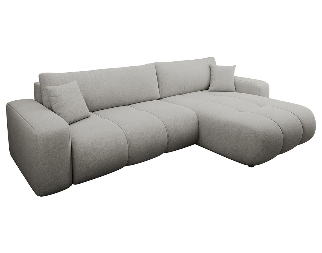 Canapé d'angle réversible 5 places convertible avec coffre en tissu Nicole