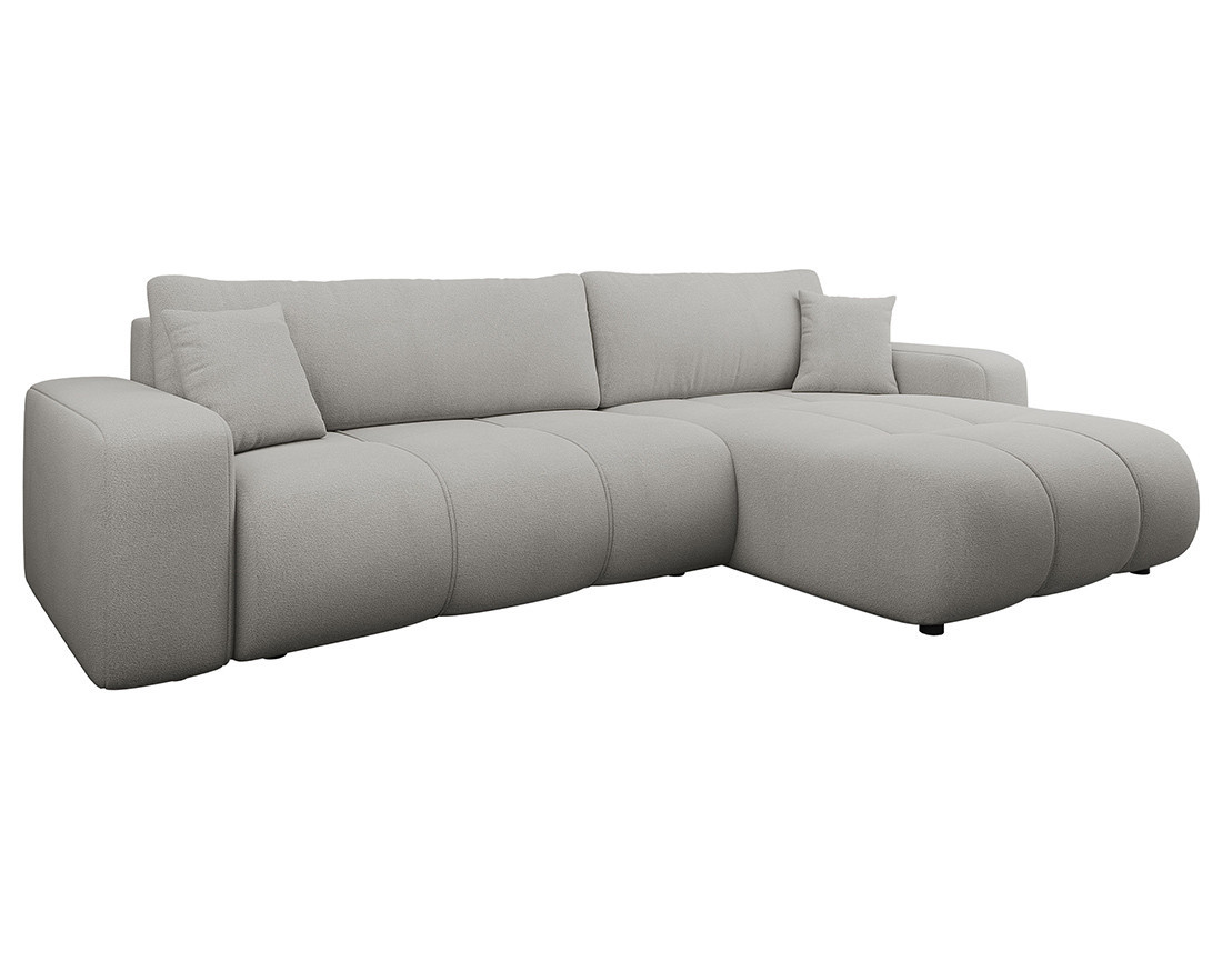 Canapé d'angle réversible 5 places convertible avec coffre en tissu Nicole