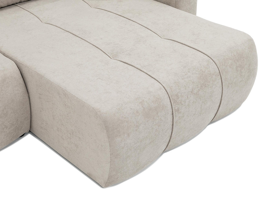 Canapé d'angle réversible 5 places convertible avec coffre en tissu Nicole