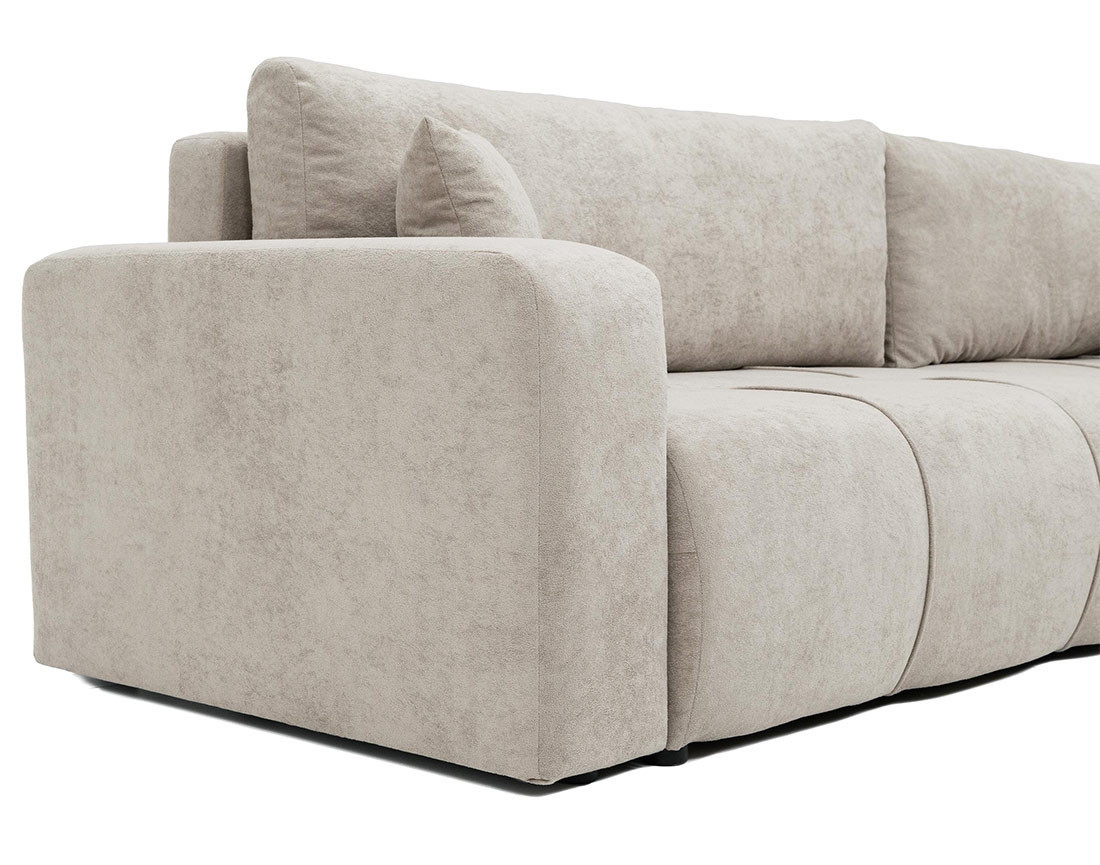 Canapé d'angle réversible 5 places convertible avec coffre en tissu Nicole