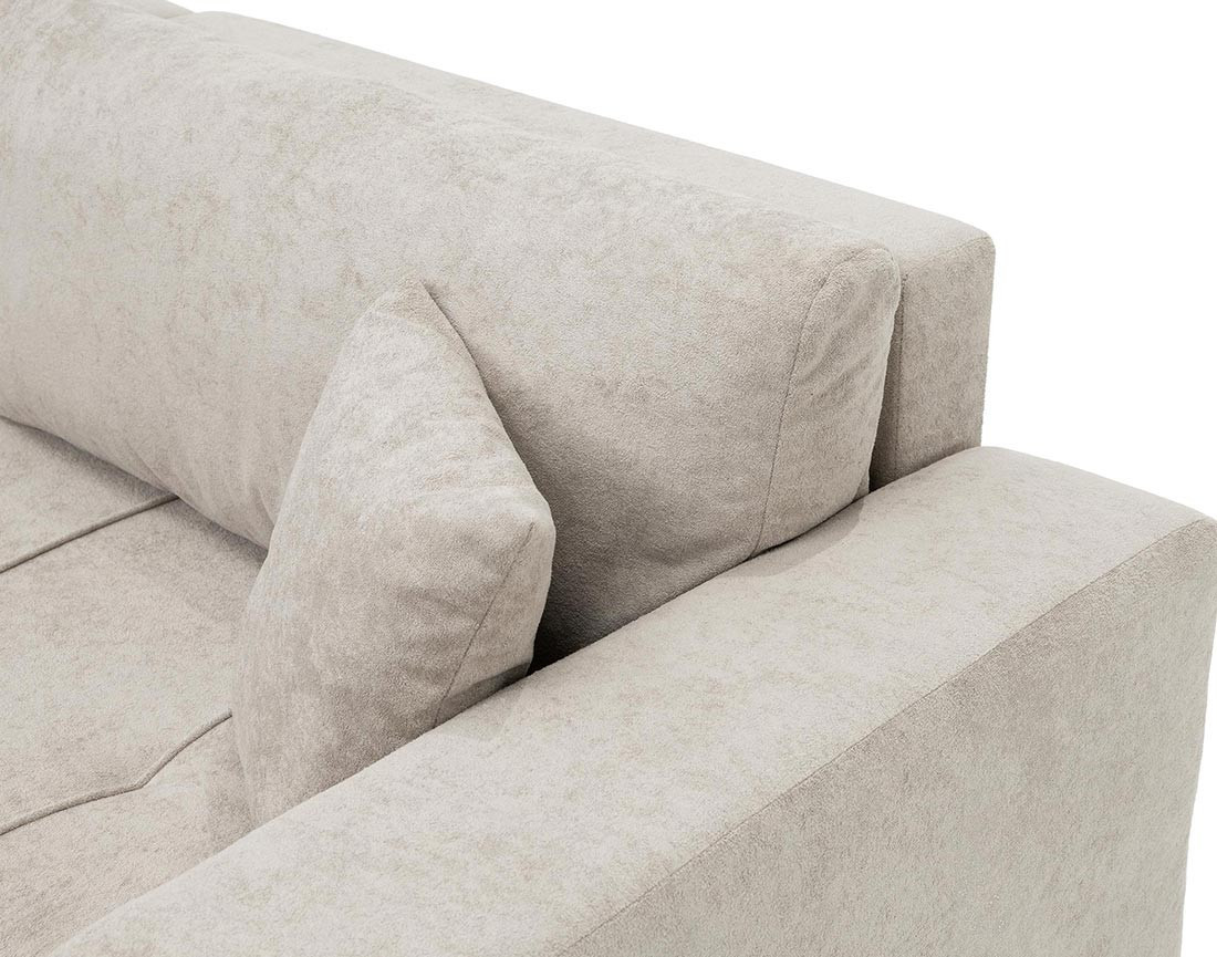 Canapé d'angle réversible 5 places convertible avec coffre en tissu Nicole