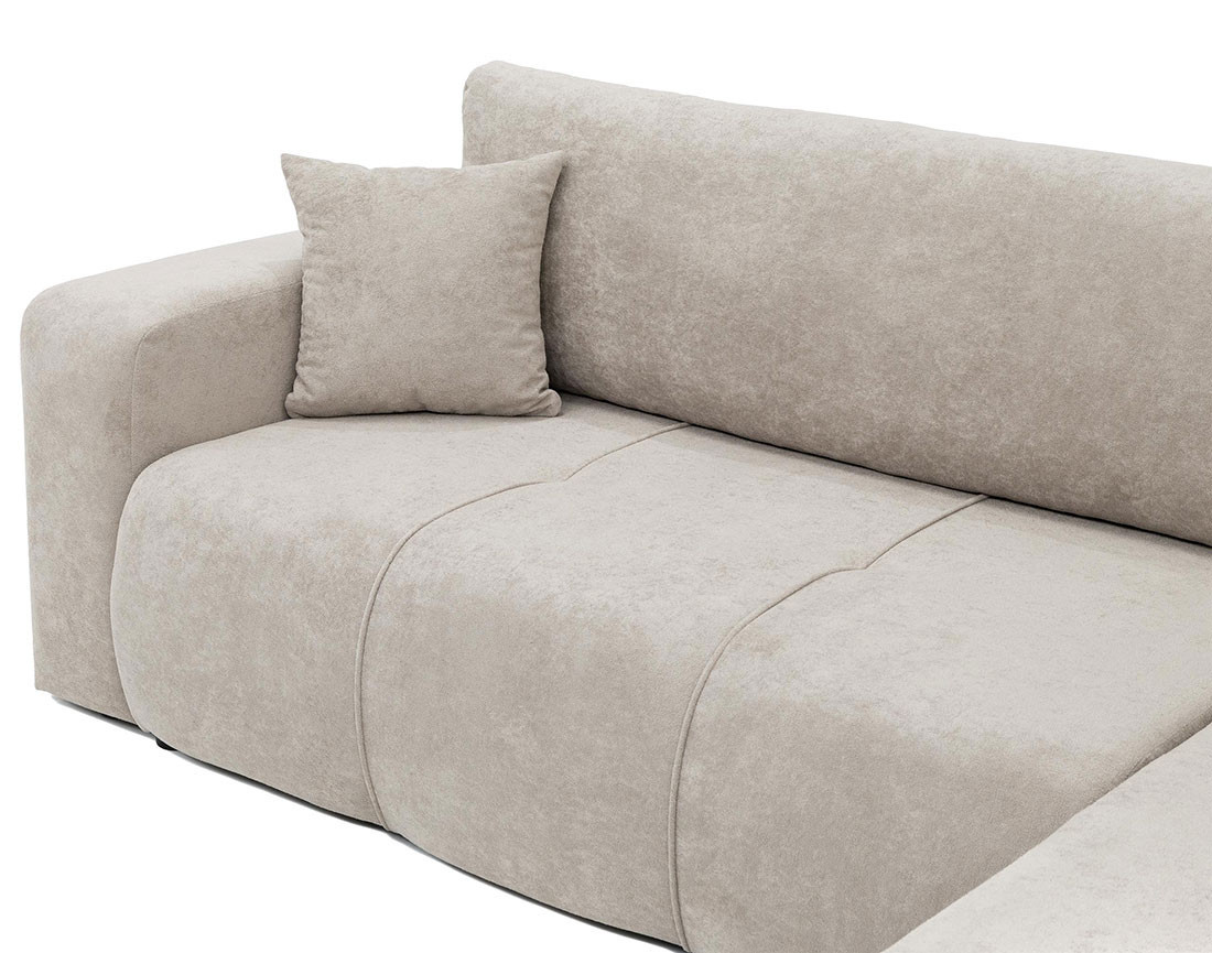 Canapé d'angle réversible 5 places convertible avec coffre en tissu Nicole