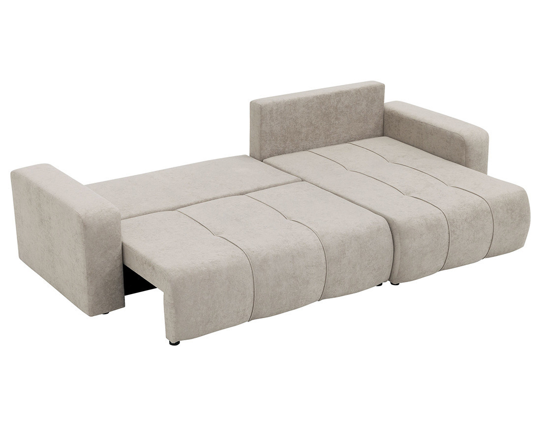 Canapé d'angle réversible 5 places convertible avec coffre en tissu Nicole