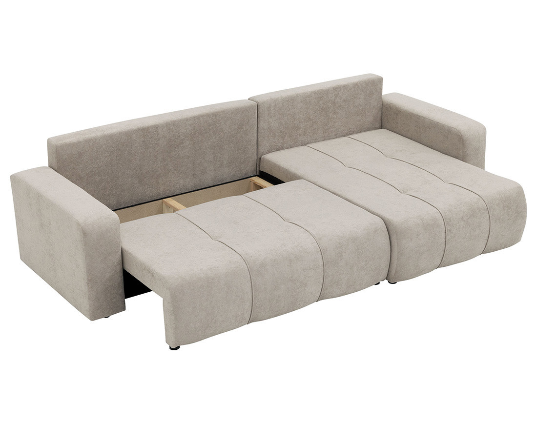 Canapé d'angle réversible 5 places convertible avec coffre en tissu Nicole