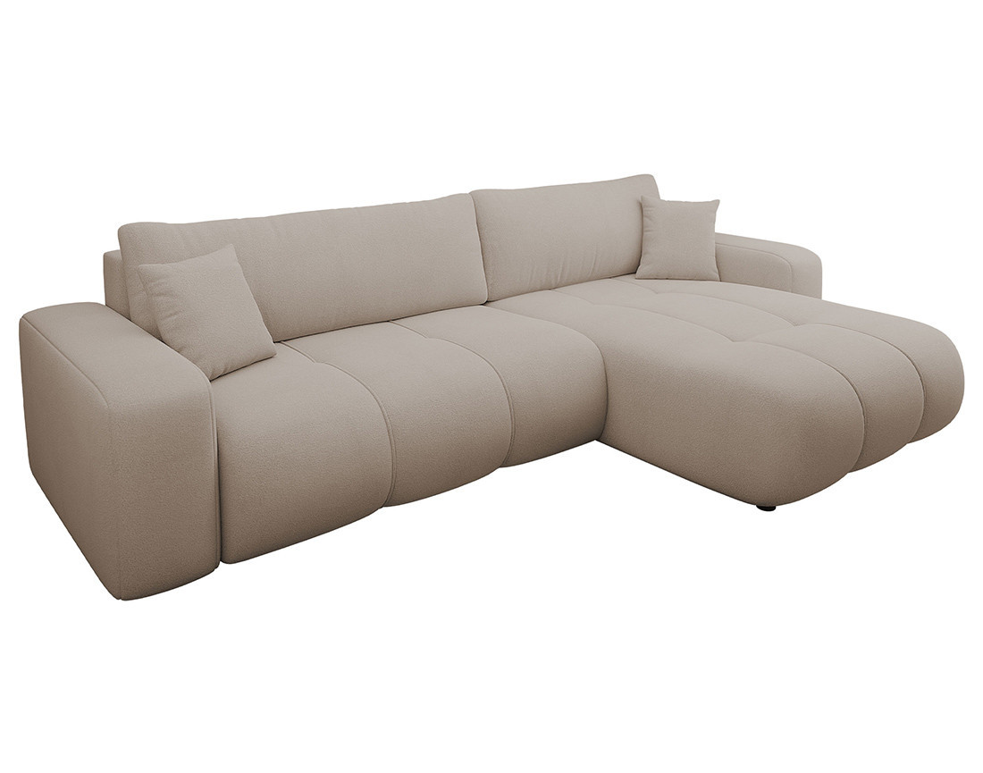 Canapé d'angle réversible 5 places convertible avec coffre en tissu Nicole