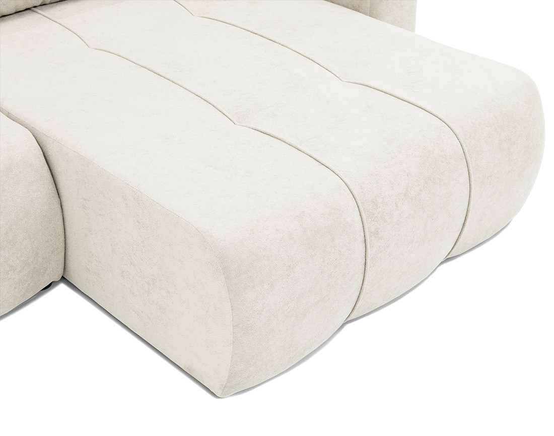 Canapé d'angle réversible 5 places convertible avec coffre en tissu Nicole