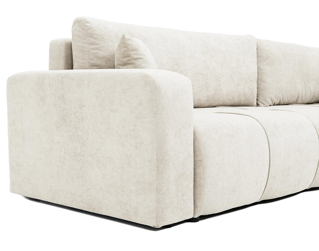 Canapé d'angle réversible 5 places convertible avec coffre en tissu Nicole