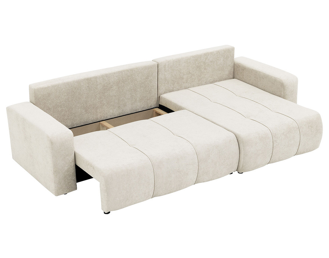 Canapé d'angle réversible 5 places convertible avec coffre en tissu Nicole