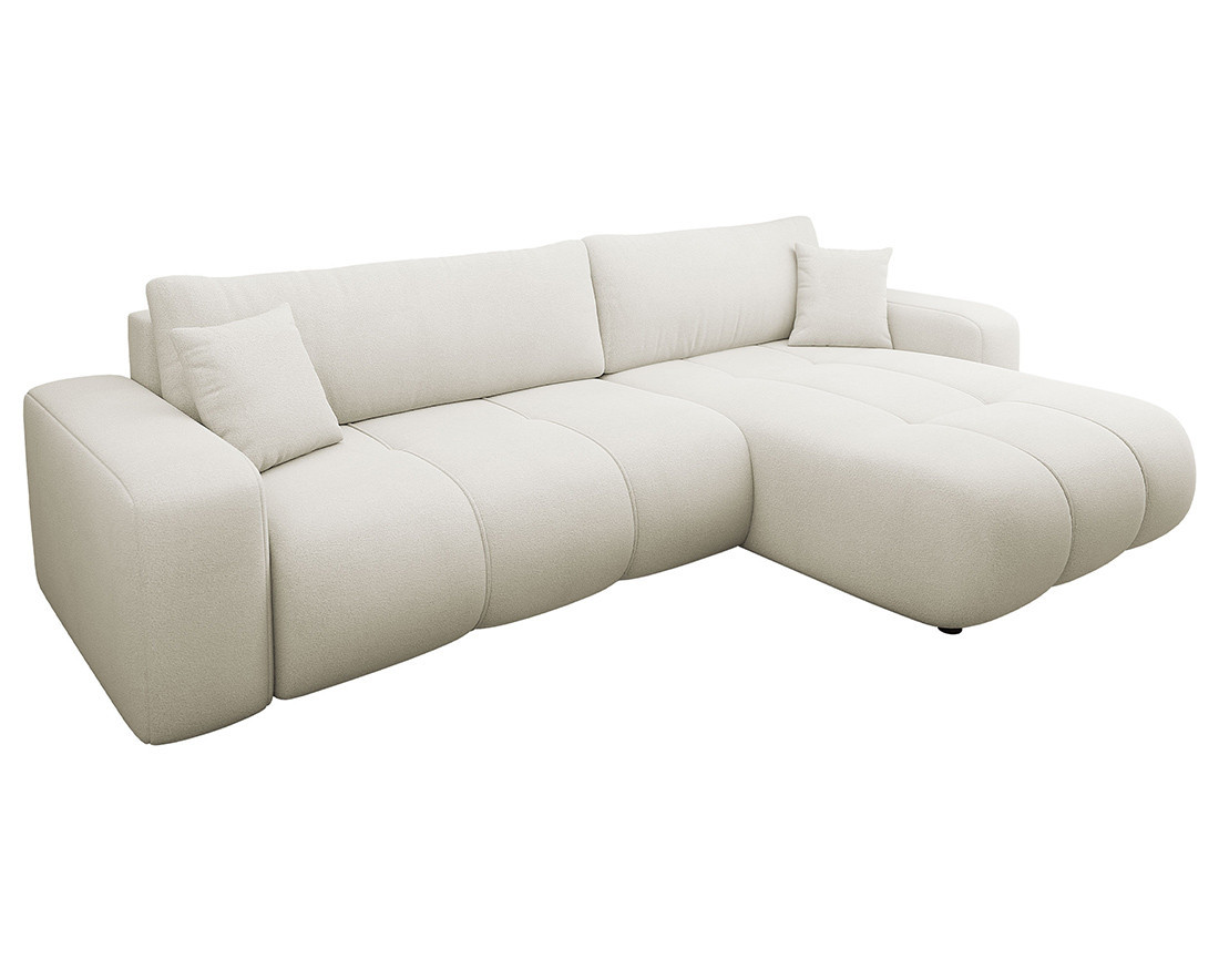 Canapé d'angle réversible 5 places convertible avec coffre en tissu Nicole