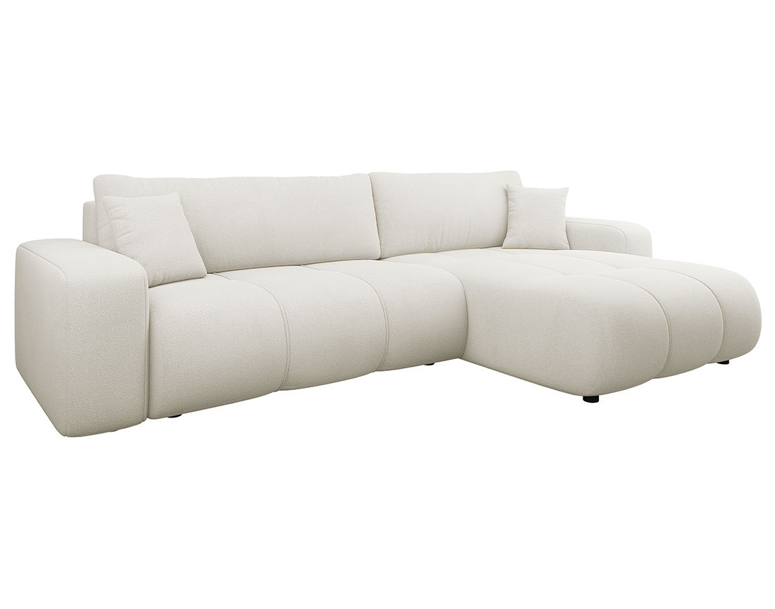 Canapé d'angle réversible 5 places convertible avec coffre en tissu Nicole