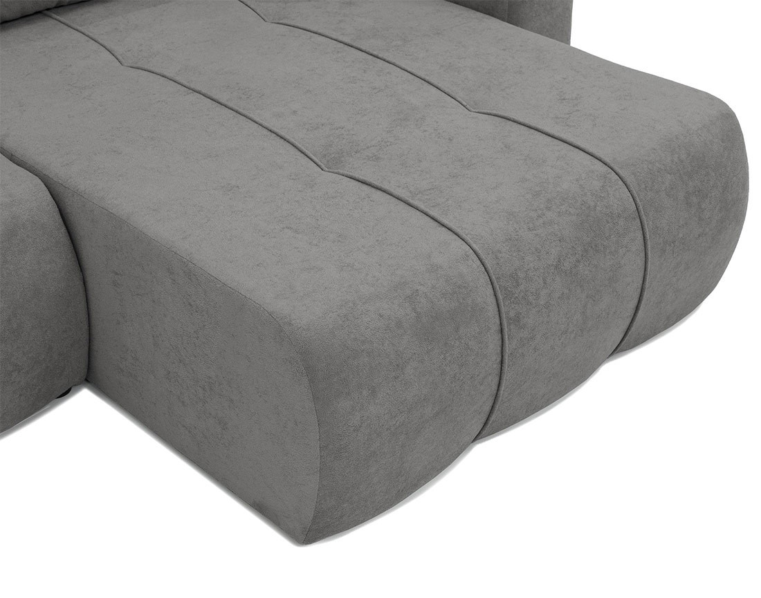 Canapé d'angle réversible 5 places convertible avec coffre en tissu Nicole